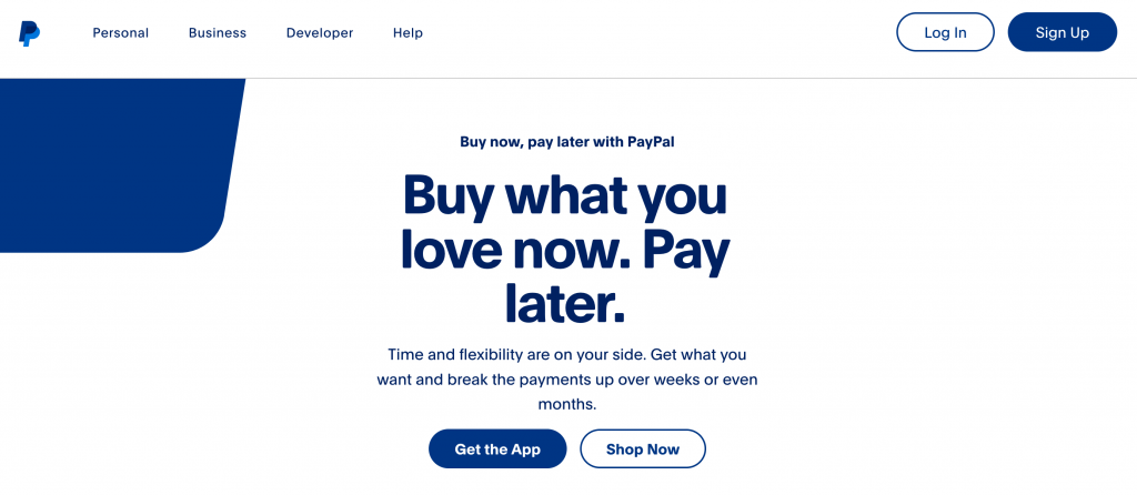 PayPal in 4 bnpl homepage